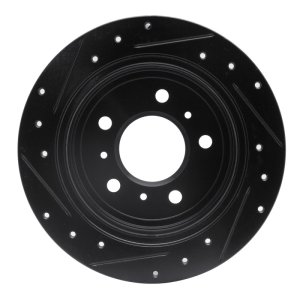 Buick LaCrosse Brake Rotor (1) - Rear Right - R1 Concepts - Drilled & Slotted - Black - `06-`10